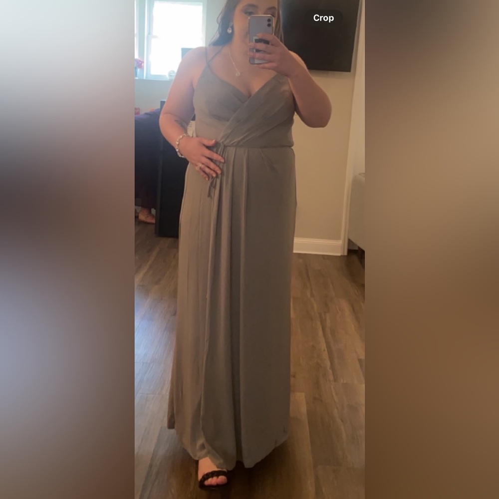 David’s Bridal grey bridesmaid dress. Size 14